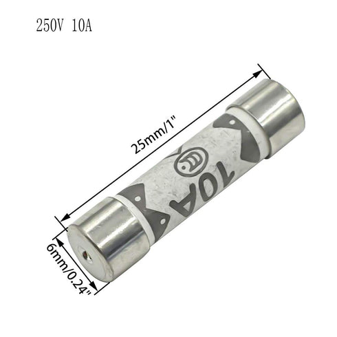 10 Pcs 10A 250V Ceramic Fuse 6x25mm Cartridge Fast Blow Tube for Power Strip Experiment Circuit Appliance Repair...