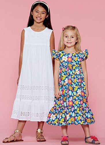 McCall's Patterns Children's/Girls' Sleeveless and Ruffle Sleeve Empire-Waist Dresses...