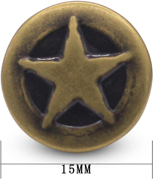 12 Pcs Bronze Jeans Button No Sew Replacement Buttons for Jeans and Jackets 15mm...