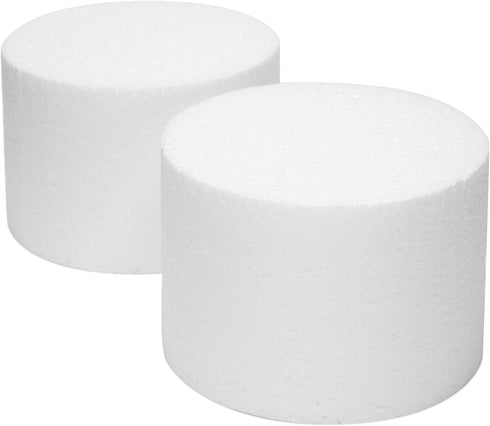 Bright Creations 2-Pack Foam Cake Dummies, 6 x 4 In - Round Foam Cylinders for Cake Decorating, Crafts, Fake Display Models for Parties, Weddings ...
