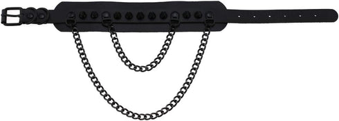 Unisex Multicolor Simulated Leather PU Black-Tone Rivets Spike Spiked 2 Layer Chains Choker Collar Necklace...