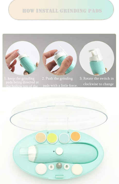Rechargeable Baby Nail File, Fansidi Electric Baby Nail Trimmer for Newborn Infant or Toddler Toenail and Fingernail - Girls and Boys Accessory - ...