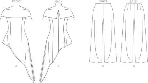 Vogue Misses' Petite Top and Wide Leg Pants Sewing Pattern Kit, Code V1869, Sizes 16-18-20-22-24, Multicolor...