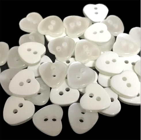 AKOAK 100 Pcs 2 Hole White Heart Button Resin Button Suitable for Hand-Sewn Decorative Accessories Scrapbook Peach Heart Blend...