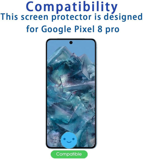 (2 Pack) Designed for Google Pixel 8 Pro Tempered Glass Screen Protector 9H Anti Scratch HD Clear Bubble Free...