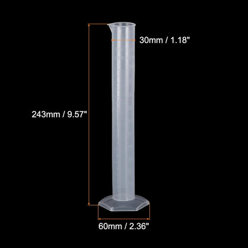 PATIKIL 100ml PP Plastic Graduated Cylinder, Hex Base White Graduations Measuring Cylinder for Lab Home Use, Clear White...
