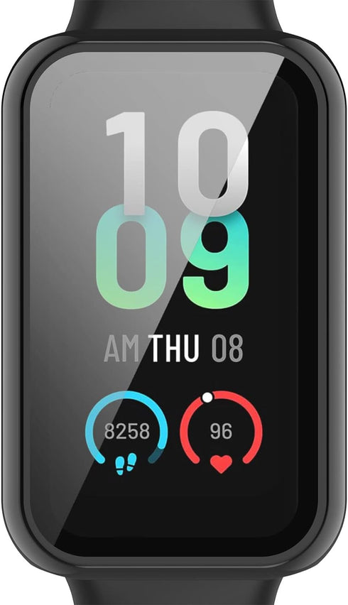 Case Compatible for Amazfit Band 7 Frame PC Protective Cover with Tempered Glass Film for Amazfit Band 7 Smartwatch Screen Protectors Accessories ...
