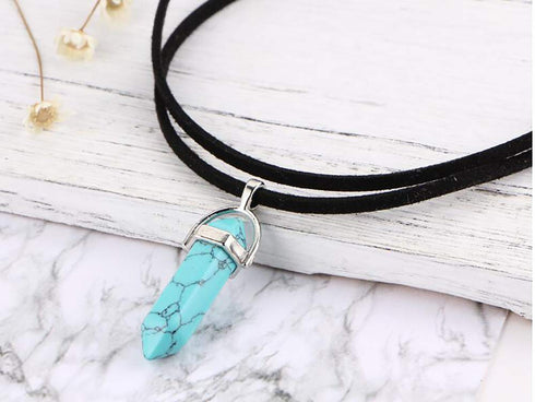 Kercisbeauty Black Wrap Velvet Choker with Green Gemstones Healing Stones Women Girls Everyday Boho Necklace Gift Her Jewelry Hippie Crystal...