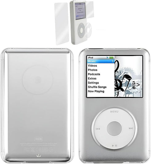 Clear Hard Snap-on Case Cover for Apple iPod Classic 6th 7th 80GB, 120GB Thin 160GB Released on 2009 + Screen Protector(10.5mm Thickness Thin Vers...