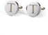 Mens Initial Silver Cufflinks A-Z Alphabet Letter Steel Cuff Links with Engraved Walnut Wood Box Groom Groomsman Wedding Set…...