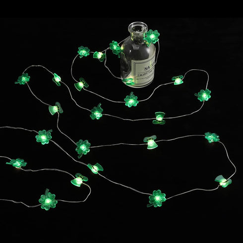 St. Patrick's Day Decorative Lights Green Shamrocks Clover Hat LED String Light 10 Ft 30 Leds Lucky Clovers Lights (Shamrocks Hats)...