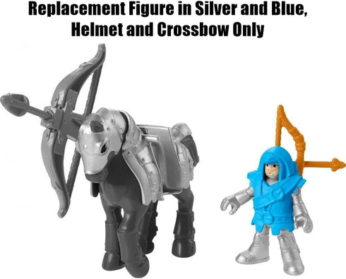 Imaginext Replacement Parts for Fisher-Price Honorable Archer and Steed Playset - HCG68 ~ Figure in Silver and Blue, Helmet and Crossbow...