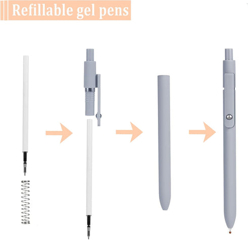 5pcs Gel Pens (0.5mm Tip), Retractable Quick Dry Black Ink Pens Fine Point Premium Cute Rolling Ball Smooth Writing Aesthetic Pens Comfort Grip fo...