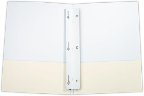 LUXPaper 3 Prong Tang Fastener Strips | Secure Folder Attachment | Three Hole Punched Paper Organizer | White | 5 Qty...