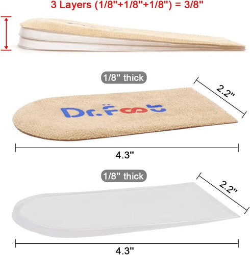 Dr.Foot Adjustable Orthopedic Heel Lift Inserts, Height Increase Insole for Leg Length Discrepancies, Heel Spurs, Heel Pain, Sports Injuries, and ...