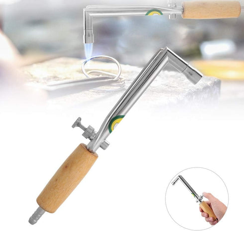 Soldering Injector Torch Welding Nozzle, Wood Soldering Torch with Adjustable Flame Gas Wood Handle Welding Torch Jewelry Making Soldering Tool He...