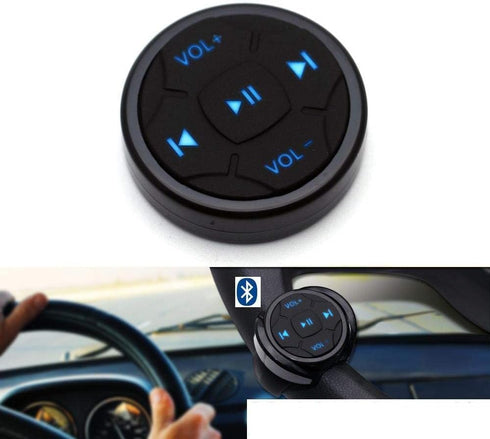 Wireless Bluetooth Media Button Remote Selfie Music Control Start Siri for iPhone Apply to Car Motorcycle Steering Wheel with Blue Button Light,Co...