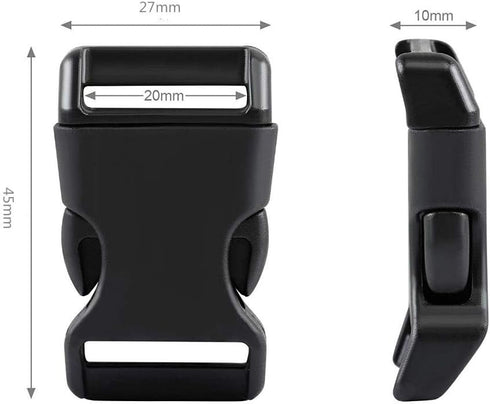 3/4 Inch, 25 Pack Black Plastic Side Release Buckle for Paracord Bracelets (3/4")...