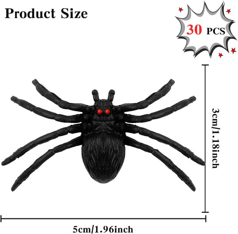 Plastic Spiders, 30 PCS Small Plastic Spiders, Fake Spiders, Realistic Spider, Ghost Spider Toys, Spider Toy Prank, Small Spider Toys, Halloween T...