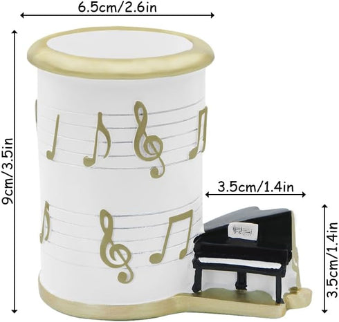 Winterworm Resin Music Notes Pencil Pen Container,Piano Pencil Cup Musical Melody Theme Pen Holder Cup Pencil Pot Desktop Makeup Brush Organizer f...