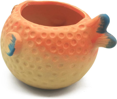 Cute Animal Ceramics Planter, Big-bellied Pufferfish Cartoon Succulent Pot Small Plant Pot for Mini Plants Flower Cactus-Plants Not Included...