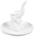Lependor Elephant Ring Holder Jewelry Tray for Wedding Christmas Birthday, Handmade Ceramic Decor Jewelry Small Animal Tray - White Elephant...