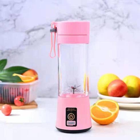 Generic Portable Blender, USB Rechargeable, 380ml Capacity, Pink, with 6-leaf Stainless Steel Blades, Single-button Operation, Easy to Clean...