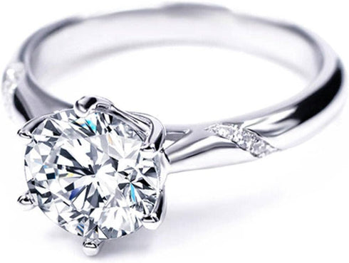 0.5 CT Round Moissanite Engagement Rings for Women 925 Silver Plated 18K White Gold Solitaire Band DEF Color VVS Clarity Moissanite Wedding band...