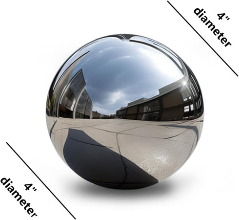 Stainless Steel Gazing Ball,Polished Sphere Floating Pond Balls Hollow Gazing Globe for Home and Garden Decoration (4inch)...