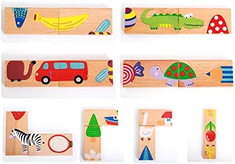 28 Pcs of Educational Wooden Toy Domino Animal Puzzles Kids Game Gift...