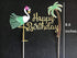 ALISSAR Flamingo and Leaf Cake Topper, Tropical Happy Birthday Cake Topper, Ahola Hawaiian Birthday Party Decoration Supplies...