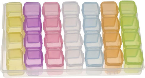 2pcs Nail Art Storage Box, 28 Grids Clear Plastic Jewelry Box Organizer, Bead Storage Containers Diamond Painting Accessories DIY Nail Art Craft...