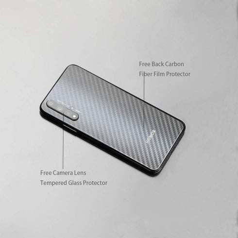 Ibywind Screen Protector For Honor 20/Nova 5T,with 2Pcs Tempered Glass,1Pc Camera Lens Protector,1Pc Backing Carbon Fiber Film [Fingerprint Reader...