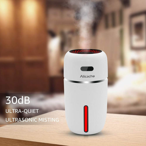 Mini USB Car Humidifier, 200ml Ultrasonic Cool Mist Humidifier with 7 Colors Light Changing, Adjustable Mist Mode,Auto Shut-Off, Super Quiet Opera...