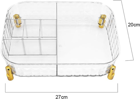 Makeup Organizer Tray, Cosmetic Display Case with 6 Compartments, Lipgloss Organizer, Makeup Display Tray Case, Ideal for Desk and Dresser Counter...