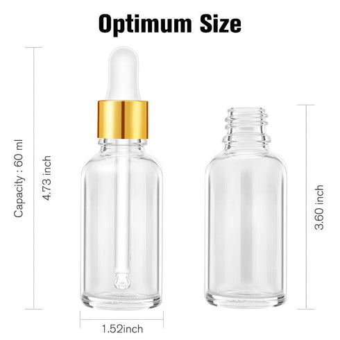 PrettyCare Eye Dropper Bottles 2 oz 4 Pack (Glass Bottles 60ml with Golden Caps, 12 Labels, Funnel & Measured Pipettes) Empty Tincture Bottles for...