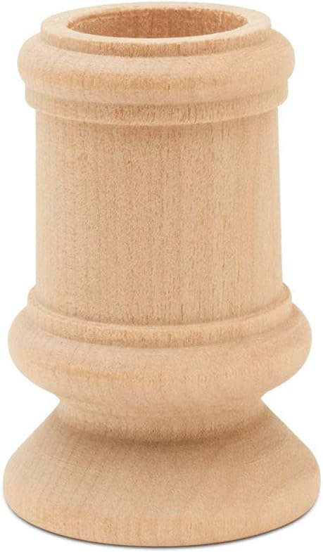 Wooden Candle Cups Classic-Style, 2-1/2 inch with 7/8 inch Taper Candle Hole, Set of 4 Ufinished Candlesticks, by Woodpeckers...