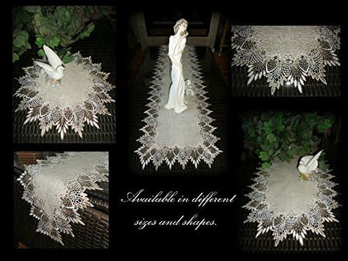 Lace 65" Table Runner Dresser Scarf Neutral Earth Tones Mantel Shelf European Lace...