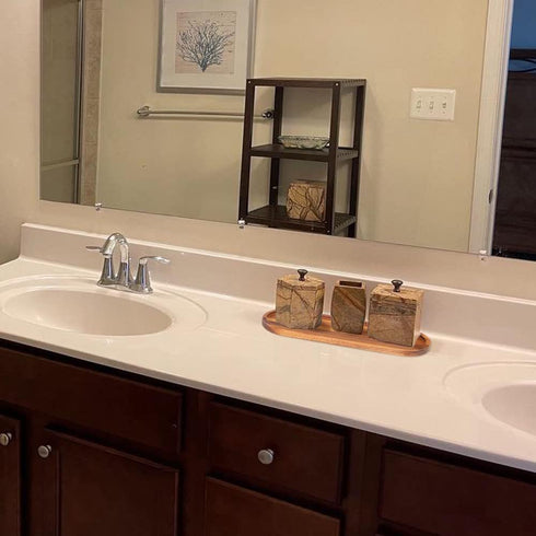 Wooden Vanity Bathroom Trays, Farmhouse Wood Perfume Tray Home Rustic Decor Plate, Kitchen Counter Top Storage, Rectangular Sink Organizer Tray fo...