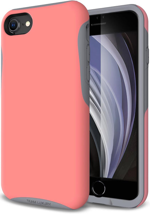 TEAM LUXURY Case for iPhone se (2022/2020), iPhone 8, iPhone 7 case - Shockproof Slim Protective Cover Compatible with Wireless Charging - (Pink C...