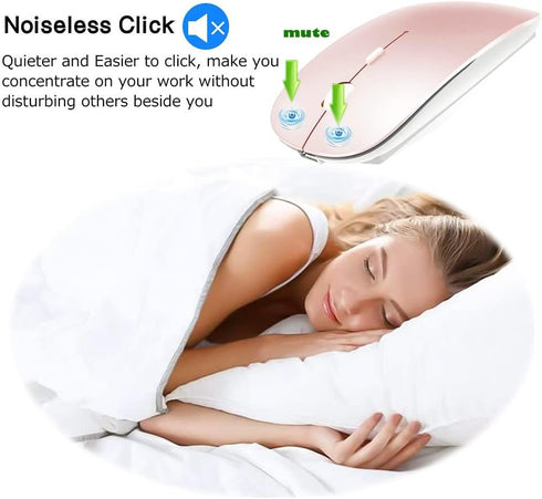Rechargeable Bluetooth Mouse for MacBook/MacBook air/Pro/iPad, Wireless Mouse for Laptop/Notebook/pc/iPad/Chromebook (Pink)...