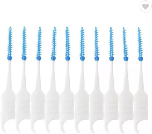 200PCs Double Headed Floss Interdental Brushes, tooth brush picks flossers with bristles Oral Dental Hygiene Flosser Toothpick Cleaners Tooth Clea...