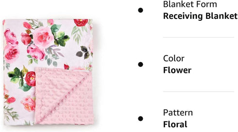 Boyoung Baby Blanket, Soft Minky Warm Blanket for Boy or Girl, Receiving with Double Layer Dotted Backing Newborns Nursery Stroller Toddlers Crib ...