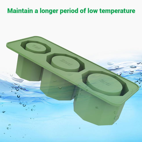 Silicone Ice Cube Tray for Tumbler Cup, 3pcs Ice Cube Maker With Lid for 20-30oz Stanley, for Cocktails, Whiskey, Drinks, Coffee (green)...