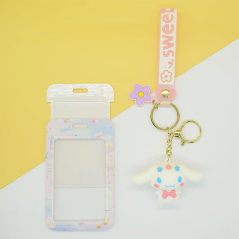 Kawaii Dog Coin Purse Badge Holder and Keychain, Wallet Handbag with Zipper, Badge Wallet Purse Credit Card Holder, Money Bag Coin Pouch Accessori...
