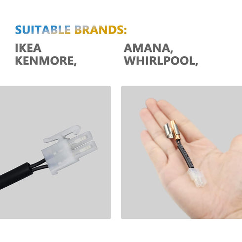 Sikawai W10383615 Refrigerator Thermistor with Clip Fit for Whirlpool Refrigerator Replaces WPW10383615VP 2118226 AP6020675 PS11753994