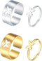 4Pcs Butterfly Band Rings Set for Women,Adjustable Gold Silver Hollow Butterfly Open Ring Matching Stacking Rings for Couples Wedding Jewelry...
