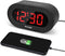 REACHER Small LED Digital Alarm Clock with Simple Operation, Full Range Brightness Dimmer, USB Phone Charger Port, Easy Snooze, Adjustable Alarm V...