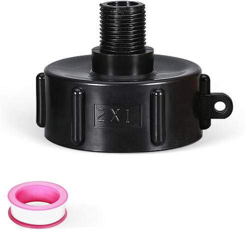 275 330 IBC Tote Adapter, IBC Tote Fitting 2" Coarse Thread X 1" Male, Garden Hose Male G Hose Tote Adapter Drain Plug Connector (BLACK 2" Coarse ...
