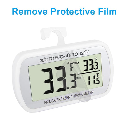 Waterproof Refrigerator Fridge Thermometer, Digital Freezer Room Thermometer, Max/Min Record Function Large LCD Screen and Magnetic Back for Kitch...